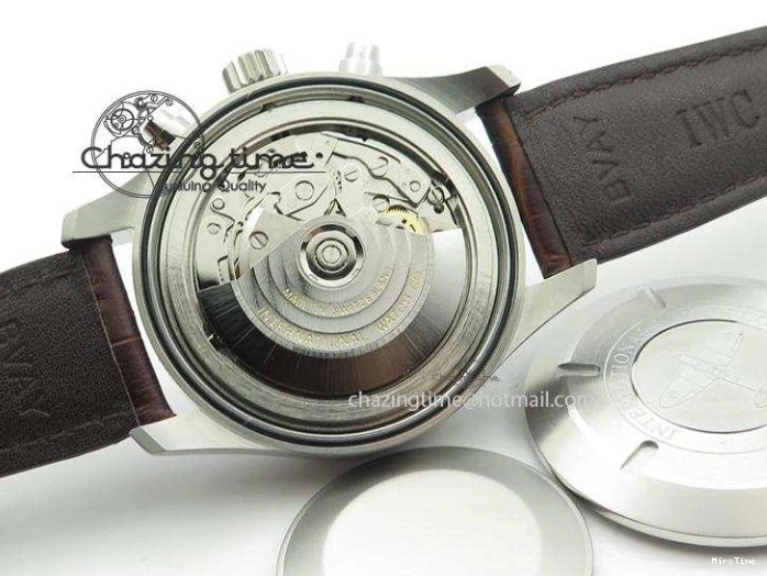 MIROTIME 0204 Cozy Pilot Chrono SS IW387802 V6F 1:1 Best Edition On Brown Leather Strap A 7323